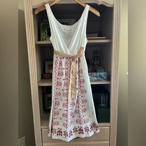 Anthropologie Odd Molly Red and White Cross Stitch Embroidered Dress Size S